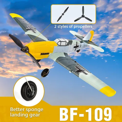 Miniatura 7 de ANTSIR Avión RC para adultos y adolescentes de 14 años, BF109 Avión de control remoto de 4 canales con giroscopio de 6 ejes, 3 modos de vuelo, listo