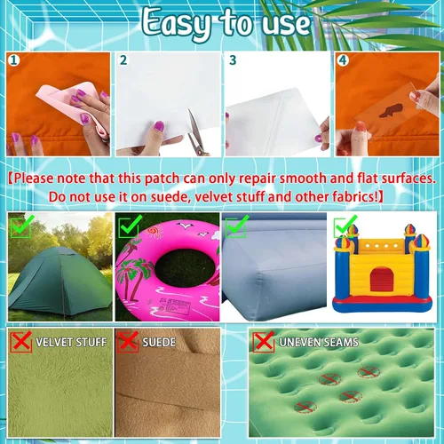 Miniatura 4 de Birllaid Kit de Reparación de Parches Inflables de 12 Piezas Impermeable, Parche de Reparación de Piscina de 3", Parche de Reparación TPU