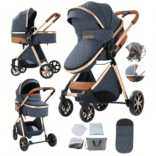 Miniatura 14 de Cochecito de bebé 2 en 1 con modo moisés, cochecito reversible, plegable con un solo clic, cochecito de viaje para recién nacido, cochecito