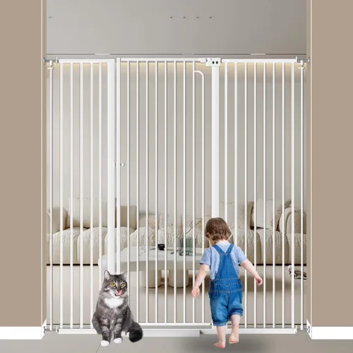 Miniatura 7 de Puerta para mascotas extra alta de 57" para gatos y perros-52.8"-57.4" Puerta para gatos extra ancha para marcos de puertas y escaleras-Espaciado