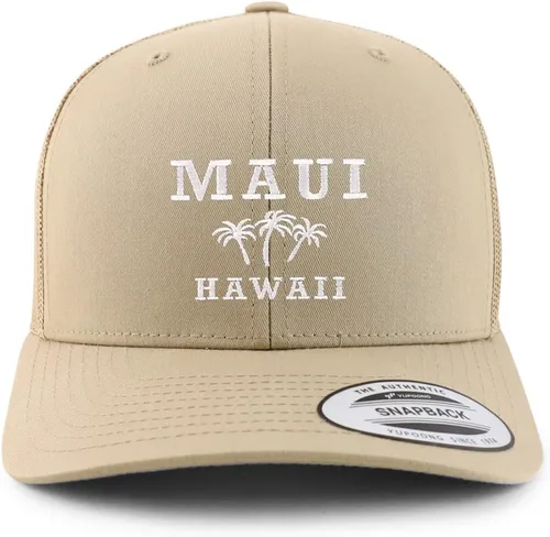 Trendy Apparel Shop Maui Hawaii - Gorra de malla retro bordada con palmera