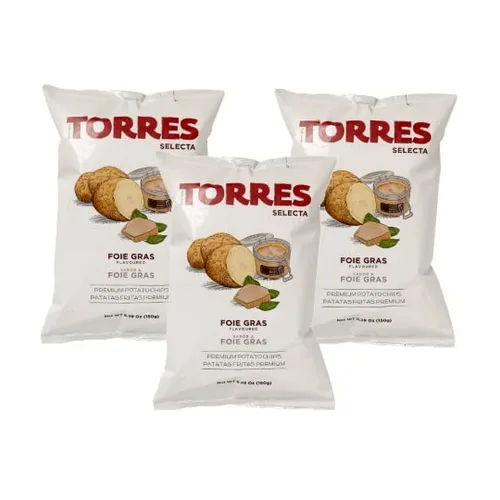 Torres - Patatas fritas de patatas fritas de hierba de foie, 1.76 oz (50 g) (3 unidades) | Ligero y crujiente con sabores atrevidos | Bocadillo