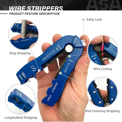 Miniatura 4 de ASA TOOLS CSB - Pelacables y cortador, herramienta de pelado de cables de alta resistencia múltiple para pelar cables, corte (cuchillas dobles)
