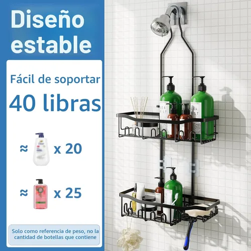 Miniatura 5 de Organizador de ducha mejorado de longitud extendida con ganchos, soporte para champú y jabón resistente a la oxidación, organizador de baño grande