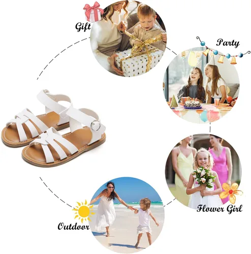 Miniatura 3 de Felix & Flora Sandalias para niña Zapatos de vestir de verano para niña, ligeros, puntera abierta, playa, vacaciones.