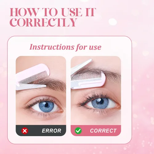 Miniatura 6 de Tijeras de corte de cejas, cortador de precisión de acero inoxidable, maquillaje de depilación, tijeras profesionales 2 en 1 con peine, herramienta