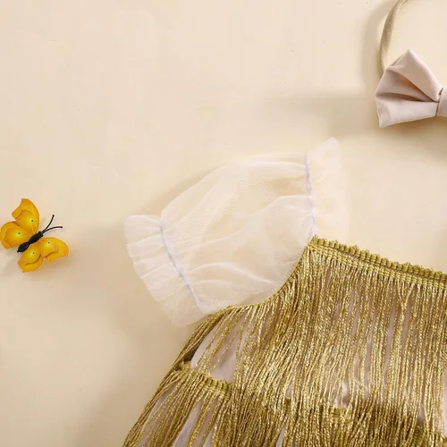 Miniatura 32 de Sasaerucure Traje de verano para bebé niña, sin mangas, mameluco de encaje tutú, mameluco de una pieza con volantes