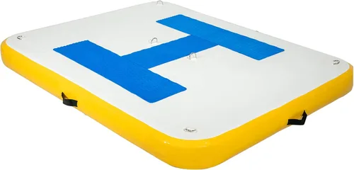 Miniatura 9 de Happybuy Muelle flotante inflable, plataforma de muelle inflable con bomba de aire eléctrica y bolsa de almacenamiento, balsa de plataforma estable