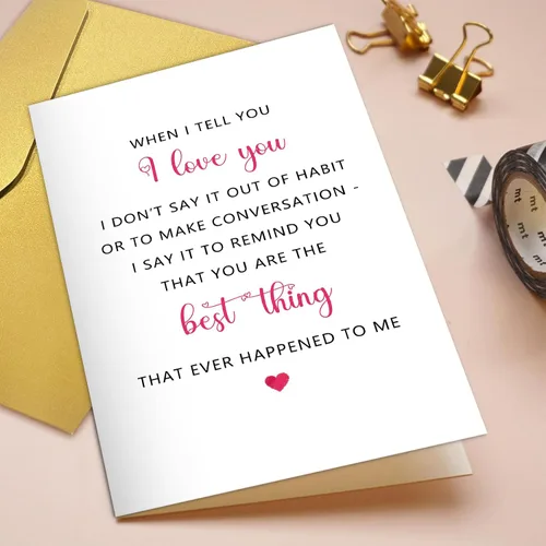 Miniatura 4 de Qiliji Tarjeta del día de San Valentín para marido, novio, esposa, novia, bonita tarjeta de amor de poema para él y ella, tarjeta de aniversario