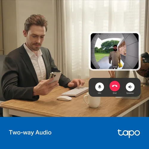 Miniatura 7 de Tapo Timbre de video inteligente inalámbrico 2K - Vista ultra amplia de 160°, detección de persona, conversación bidireccional, llamada de timbre