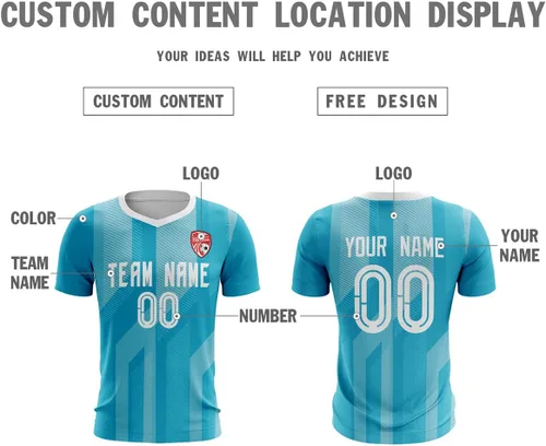 Miniatura 2 de Camiseta de fútbol personalizada para hombres y jóvenes, camisetas de fútbol atléticas personalizadas con el nombre del equipo y el logotipo
