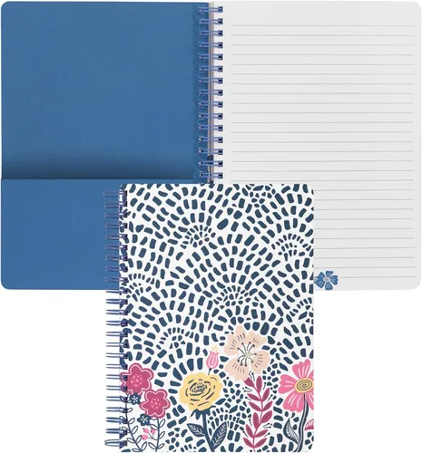 Miniatura 27 de Steel Mill & Co - Cuaderno de espiral mini lindo, 8.25" x 6.25", diario con tapa dura y 160 páginas forradas, diseño floral naranja Anaranjado floral