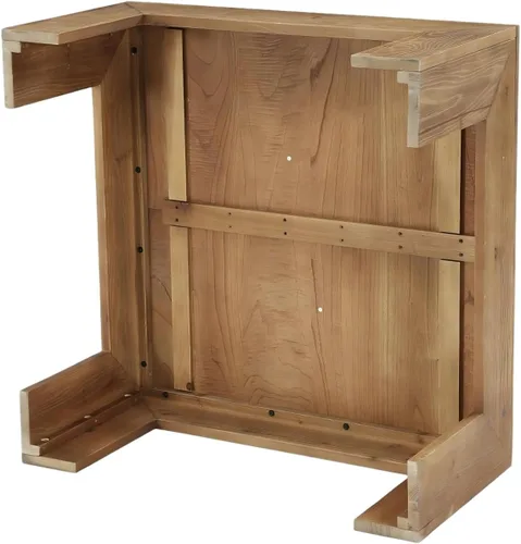 Miniatura 10 de LITTLE TREE Mesa de centro de madera maciza de 39.4 pulgadas, mesa de centro cuadrada con parte superior incrustada intrincada y patas resistentes
