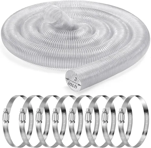 Miniatura 9 de Yaocom Manguera de recolección de polvo de PVC de 6 pulgadas y 30 pies con abrazaderas de acero inoxidable, flexible y transparente al vacío