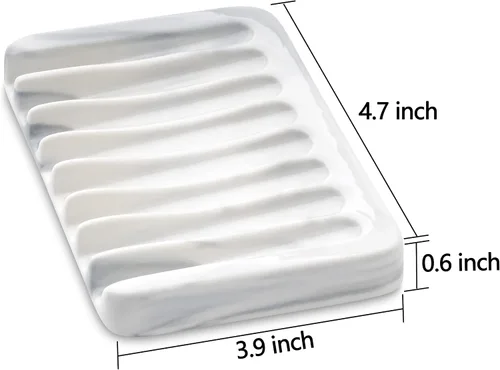 Miniatura 7 de Jabonera de cerámica para fregadero, jabonera autodrenante para barra de ducha, soporte para jabón de baño, soporte para recipiente de jabón