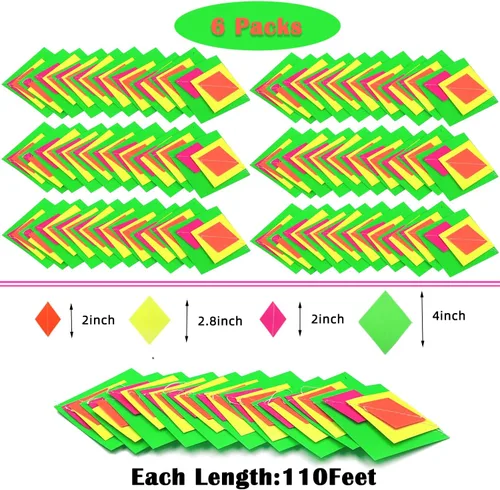 Miniatura 7 de Guirnalda de Papel Neón de 110 pies, Serpentinas Neón, Estrella Perforada, Decoraciones Neón de Luz Negra que Brillan para Fiestas, Reactivas a UV