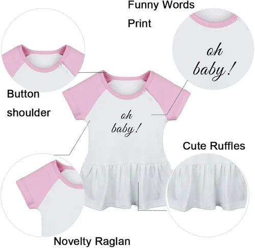 Miniatura 2 de Pack of 2, Coming Soon & Oh Baby Pregnancy Announcement Dresses, Newborn Infant Baby Girls Princess Dress, Cute Ruffle