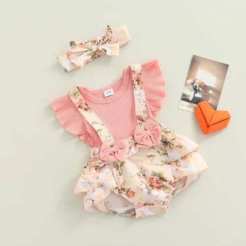 Miniatura 24 de Mubineo Ropa de verano para bebé niña, sin mangas, encaje floral, vestido de mameluco para recién nacido