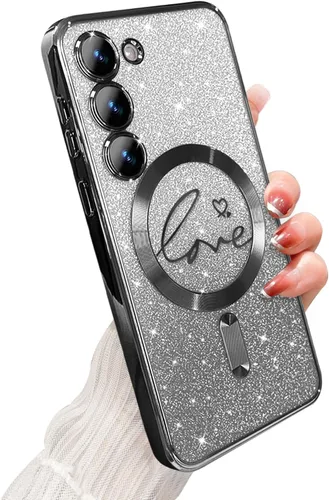 Miniatura 186 de ZONRW - Funda para Samsung Galaxy S22 Ultra magnética, para mujeres y niñas, cubierta trasera suave, lujosa, con corazón de amor, bling, degradado