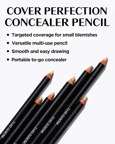 Miniatura 2 de THESAEM Cover Perfection - Lápiz Corrector Ideal de 0.04 onzas – 0.5 beige hielo para tonos de piel neutros claros 17-19 – Lápiz delgado multiusos