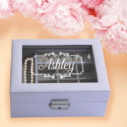 Miniatura 4 de My Personal Memories Joyero personalizado, bandeja y organizador con parte superior de cristal, accesorios personalizados y grabados, regalo