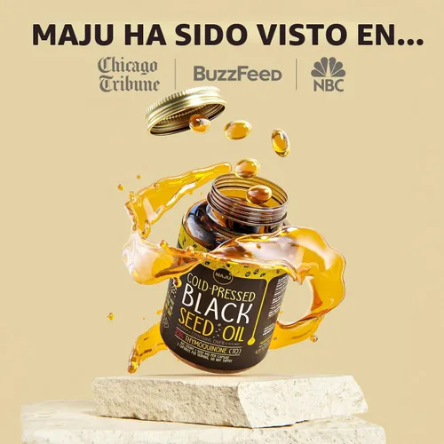Miniatura 5 de Maju Superfoods Cápsulas de aceite de semilla negra, prensado en frío, 2% timoquinona, 100% aceite de semilla de comino negro turco, Nigella sativa