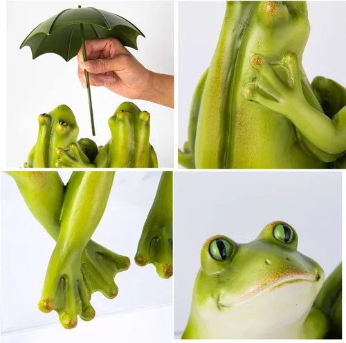 Miniatura 6 de Estatua de jardín de ranas para parejas, decoración de ranas, estatua de jardín de 8.5 x 11 x 6.5 pulgadas