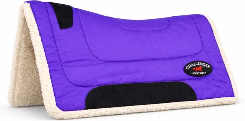 Miniatura 4 de CHALLENGER Horse & Pony Saddle PAD Western Riding Trail Cordura Top Fur Bottom Full 39143 Azul Real