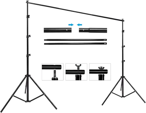 Miniatura 2 de HYJ-INC Kit de iluminación de paraguas para fotografía con bombilla LED de 85w, kit de fondo de muselina (blanco y negro), fondo, clips