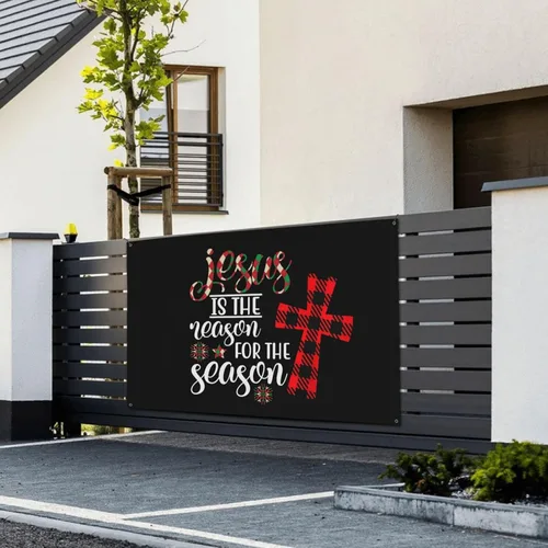 Miniatura 4 de Cartel de Jesús es la razón de la temporada navideña de 47 x 71 pulgadas, pancarta de fondo para decoración de bienvenida para bodas, fiestas y patio