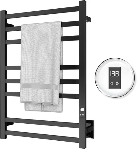 Miniatura 8 de Toallero Calefactado de 8 Barras – Calentador de Toallas Eléctrico de Calentamiento Rápido con Temperatura Ajustable y Temporizador de 24 Horas