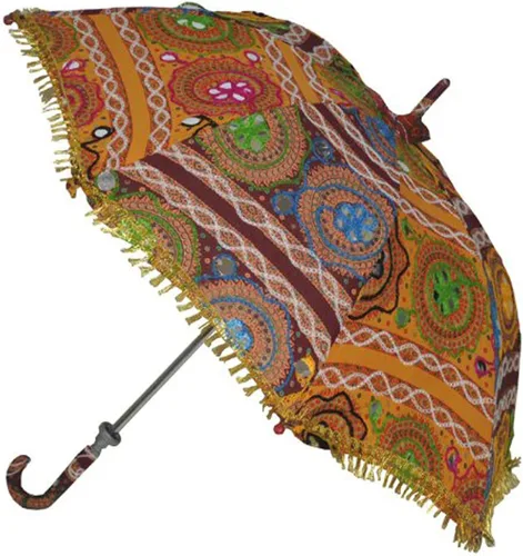 Miniatura 2 de Marusthali Bohemia Diseño Hecho A Mano Algodón Multicolor Moda Multicolor Paraguas Bordado Boho Paraguas Sombrilla
