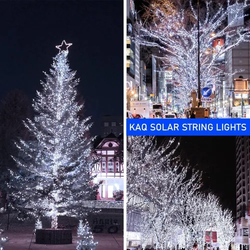Miniatura 2 de Paquete de 200 luces solares de cadena de luces LED para exteriores, 66 pies, luces solares de Navidad para exteriores con 8 modos, IP65 impermeable