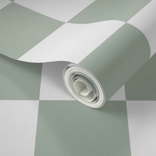 Miniatura 2 de Papel tapiz para despegar y pegar, diseño de cuadros verdes Reen Retro Moderno Tablero de ajedrez Boho Arlequín de los años noventa Papel pintado