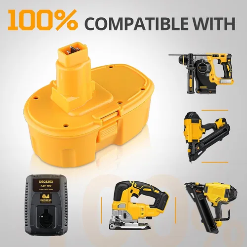 Miniatura 4 de 2 paquetes de 18 V 4.8 Ah DC9096 Ni-Mh repuesto para batería Dewalt de 18 V compatible con batería Dewalt de 18 V DW9095 DW9096 DW9099 DE9039 DE9095