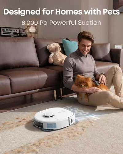 Miniatura 5 de eufy Combo de robot X10 Pro Omni certificado como nuevo, aspiración de 8000 Pa, trapeadores dobles con elevación automática de 0.47 pulgadas, evita