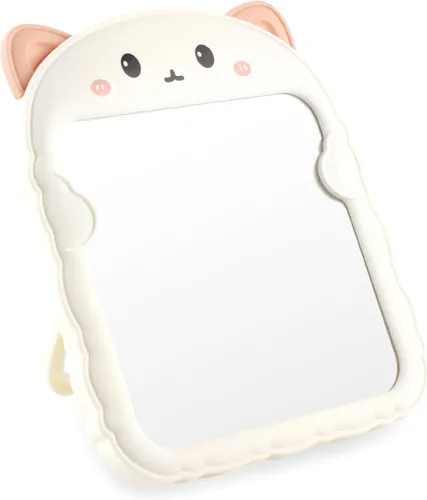 Miniatura 11 de TBWHL Bonito espejo de escritorio de dibujos animados con gato para escritorio, espejo de escritorio con soporte para niñas, niños, espejo colgante