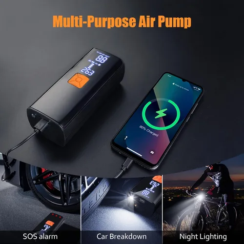 Miniatura 5 de Inflador de neumáticos, compresor de aire portátil, bomba de aire eléctrica inalámbrica de 150 PSI para automóvil, motocicleta, neumáticos