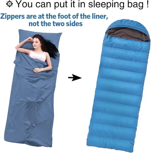 Miniatura 6 de Sleeping Bag Liner Ultralight Travel Sheet Dirt-Proof Camping Sheets Compact Hotel Sleeping-Sack for Outdoor Backpacking Hiking
