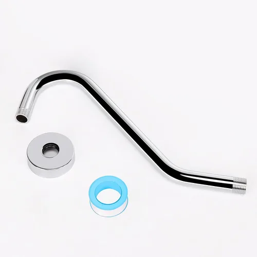 Miniatura 8 de NearMoon Brazo de extensión de ducha en forma de J, extensor de altura de cabezal de ducha de acero inoxidable con brida, diseño de tubo elevador