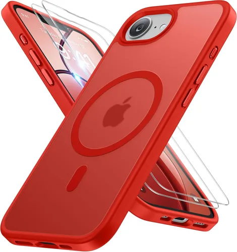 Miniatura 127 de Miracase Funda diseñada para iPhone SE 2022/SE 2020/7/8, funda multicolor de silicona a prueba de golpes (rojo)