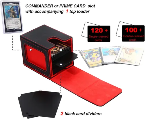 Miniatura 3 de Venssu MTG Caja de Mazos para Exhibición Commander, Caja de Mazos de Cartas que Cabe 100 Cartas con Doble Funda, Caja de Almacenamiento de Cartas