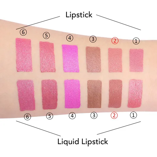 Miniatura 5 de evpct Juego de lápiz labial y brillo de labios 2 en 1 con purpurina color rosa nude metálico brillante para mujeres, de larga duración, impermeable