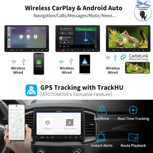 Miniatura 3 de 8-Core 9" QLED pantalla táctil doble DIN Android estéreo para coche y cámara frontal 1080P, S8 Gen3 4G+32G AI Chat inalámbrico CarPlay Android Auto