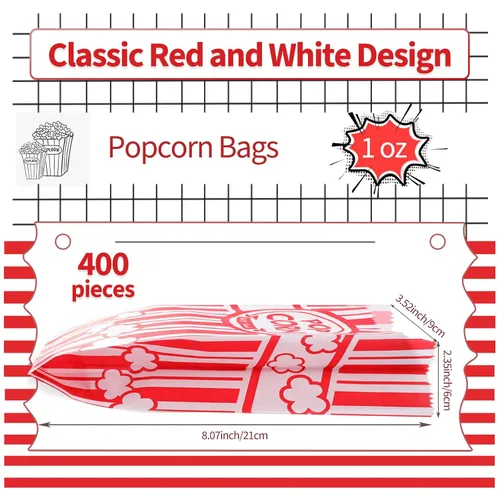 Miniatura 2 de VOISEN Bolsas de papel para palomitas de maíz, paquete de 400 bolsas de palomitas de maíz de 1 oz, porciones individuales, bolsa de maíz a granel