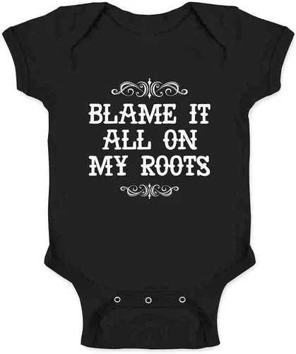 Pop Threads Blame It All On My Roots Country Music Cute Funny Western Baby Toddler Kids Girl Boy T-Shirt