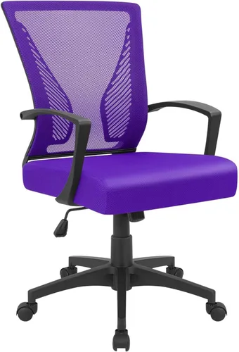 Miniatura 10 de Furmax Silla de oficina ergonómica de escritorio para computadora, silla de malla, respaldo medio, soporte lumbar giratorio con reposabrazos