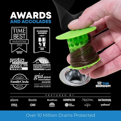 Miniatura 8 de TubShroom Colador Captador de Cabello para Desagüe de Bañera, Verde – Protector de Desagüe y Captador de Cabello para Desagües de Baño, Se Adapta a