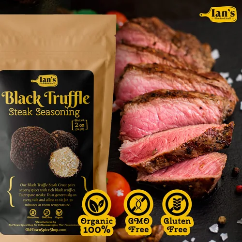 Miniatura 2 de IAN's Condimento de trufa para carne (2 onzas) Steakhouse Quality Crust Steak Rub – Hecho en los Estados Unidos – Sal de trufa negra – Regalos
