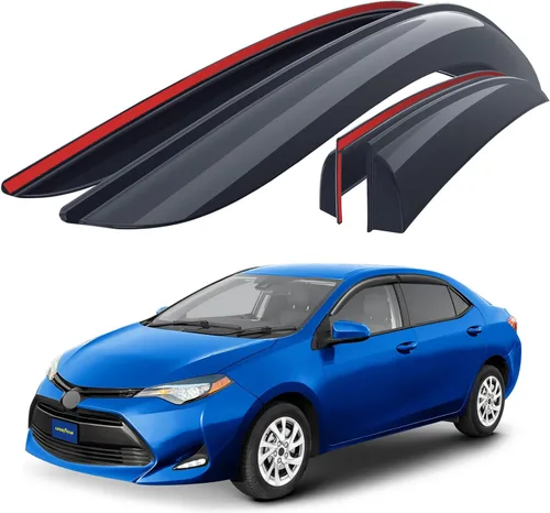Goodyear - Deflectores de ventana inastillables para Toyota Corolla 2014-2019 Sedan, protectores de lluvia con cinta adhesiva, viseras de ventana,